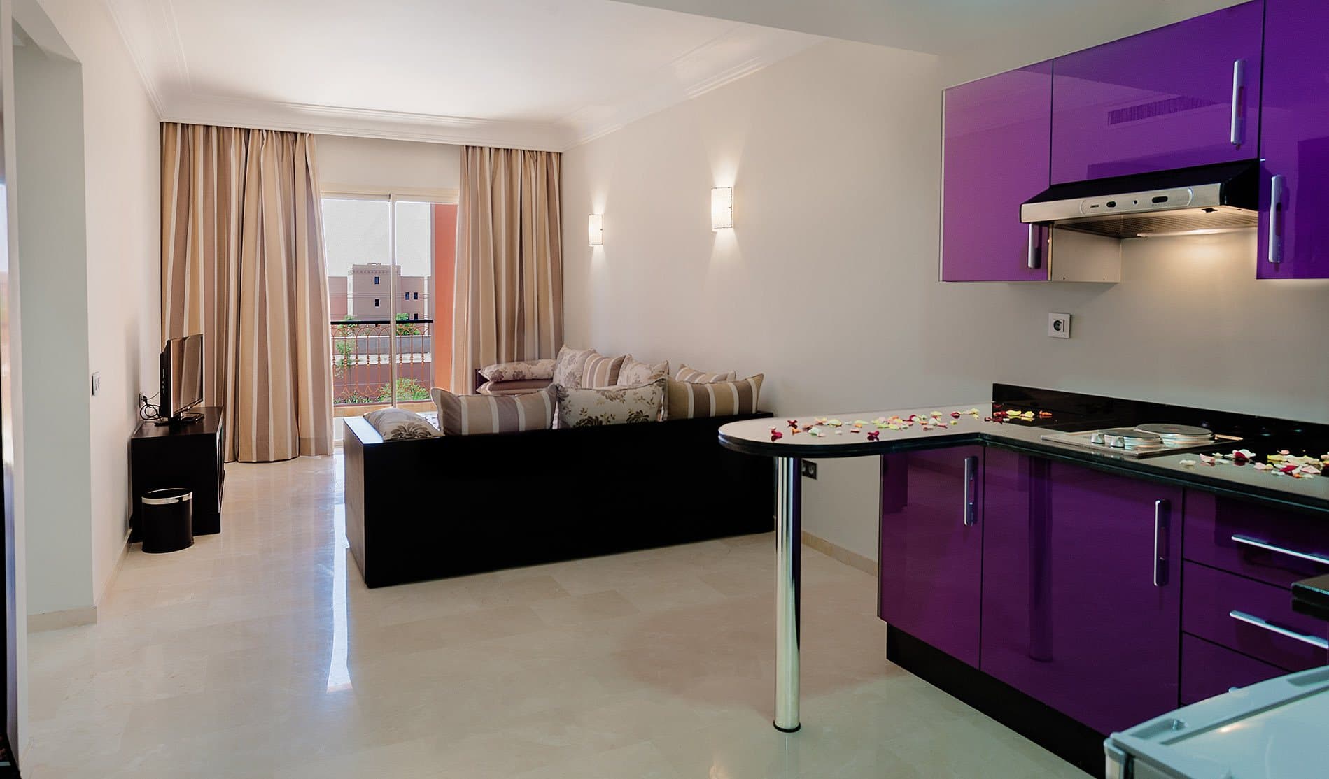 Senior Suite living room and kitchenette